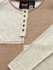 Eliza Button Color Blocked Top - Oatmeal/Taupe