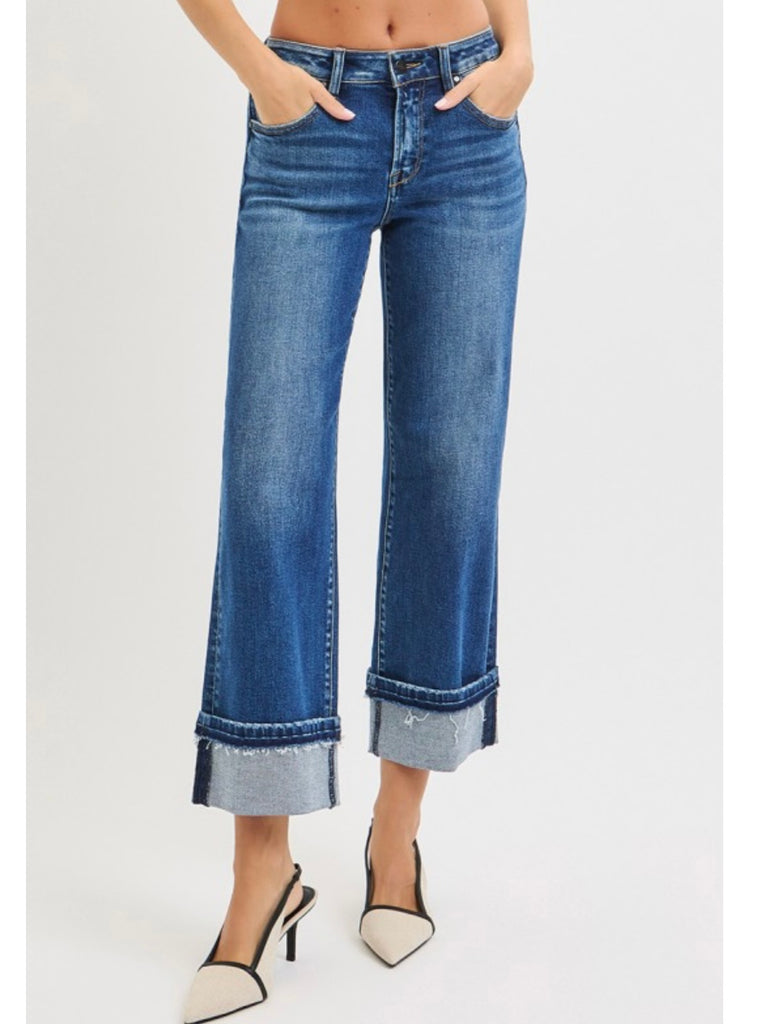 Morgan Mid-Rise Straight Denim with Release Cuff