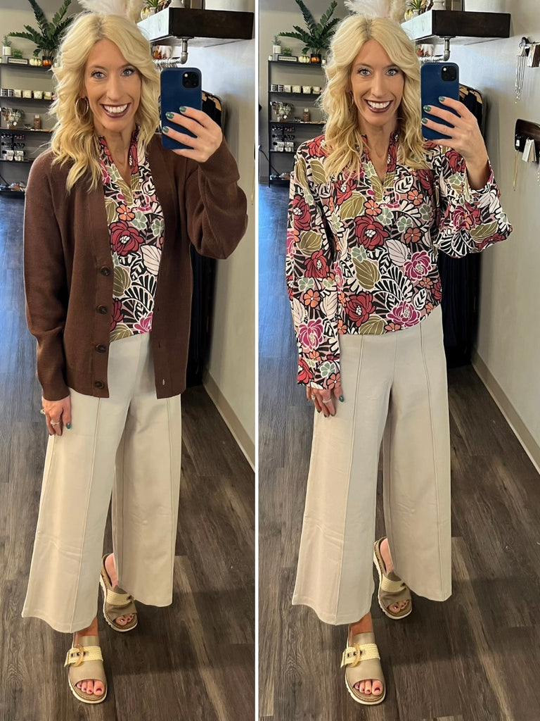 Erin Ponte Pintuck Dress Pants - Taupe