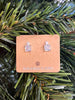 Misha Square Rhinestone Stud Earrings - Silver