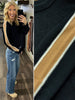 Aspen Stripe-Sleeve Sweater