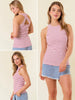 Angie Back-Cut Striped Tank - Red