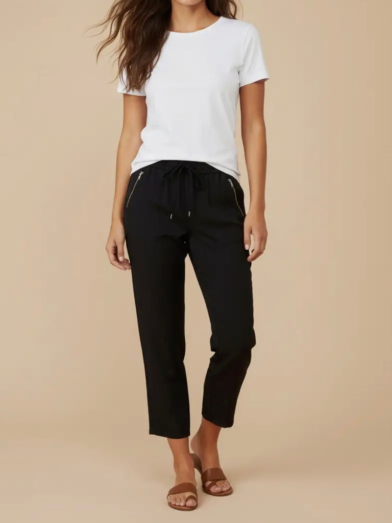 Kelly Side Zipper Trouser Pant - Black