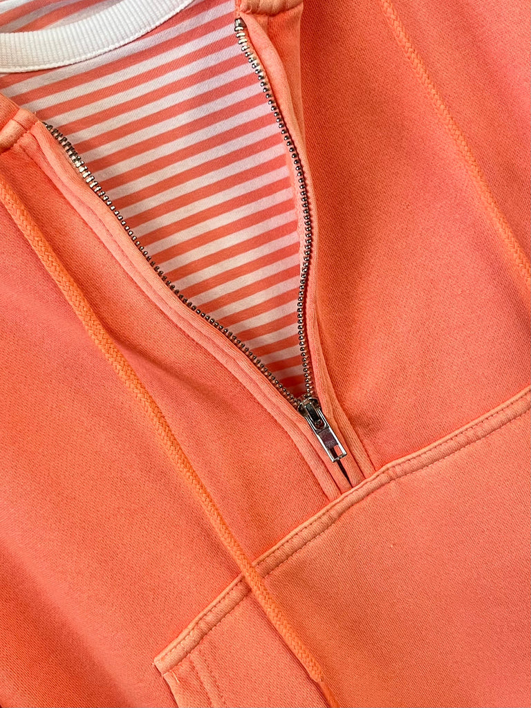 Morgan 1/2 Zip Hoodie - Coral