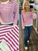 Millie Striped Crewneck - Mauve