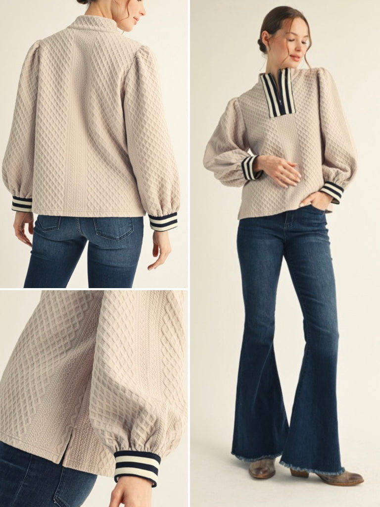 Lauren Zip Accent Top