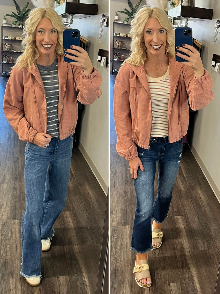 Riley Light Corduroy Jacket - Burnt Sienna