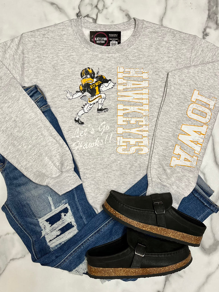 Let's Go Hawkeyes Crewneck - Gray