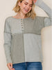 Eliza Button Color Blocked Top - Olive / Dark Olive