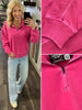 Stormie Mineral Wash 1/4 Zip - Hot Pink