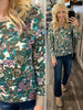 Karen Floral Long Sleeve - Teal/Taupe