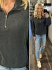 Ami Ribbed 1/4 Zip Pullover