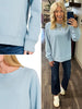 Riley Ribbed Accent Pullover - Sky Blue