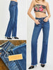 Morgan Mid-Rise Frayed Bootcut Denim