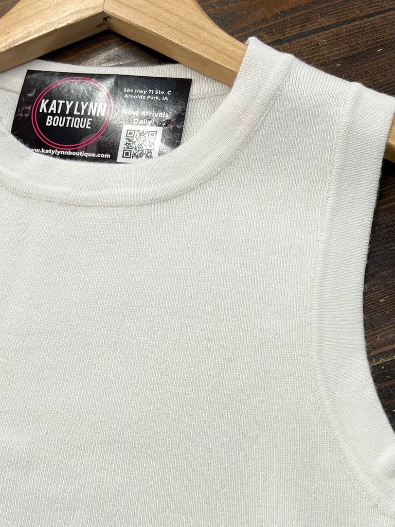 Cassie White Sweater Tank