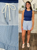 Remi Plaid Ruffle Shorts - Blue