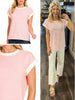 Penny Contrast Striped Loose Tee - Blush Pink