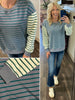 Tami Mixed Stripe Crewneck - Slate