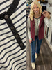 Mollie Striped Henley - Charcoal