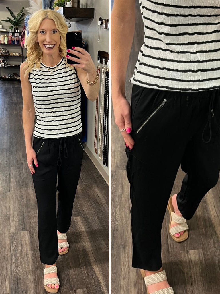 Kelly Side Zipper Trouser Pant - Black