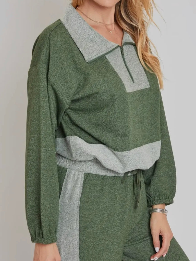 Britta 1/4 Zip Top - Pesto