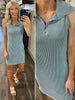 Zoe Collared Dress - Dusty Blue