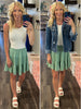 Renlee Butter-Soft Tiered Skirt - Sage Green