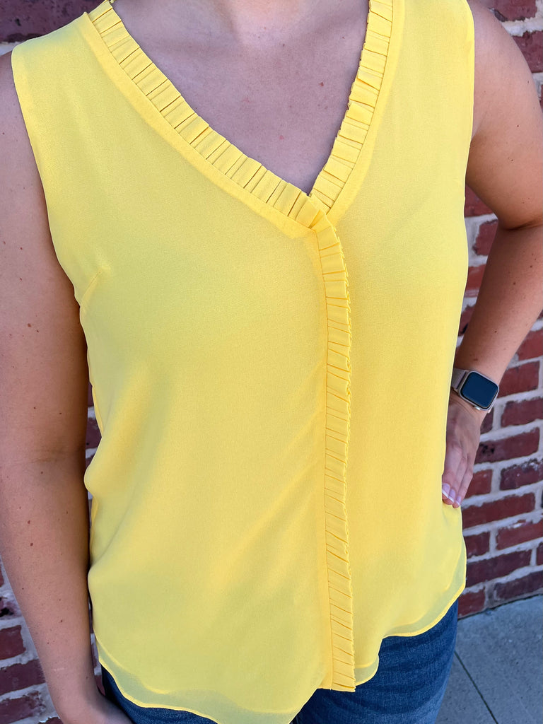Sadie Ruffle V-Neck - Yellow Sunshine
