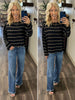 Becca Striped Dolman - Black / Mocha