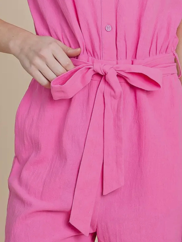 Lauren Tied Romper-Pink
