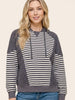 Leeann Striped Hoodie - Grey/Ivory