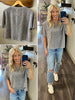 Mia Cropped Pocket Tee - Charcoal