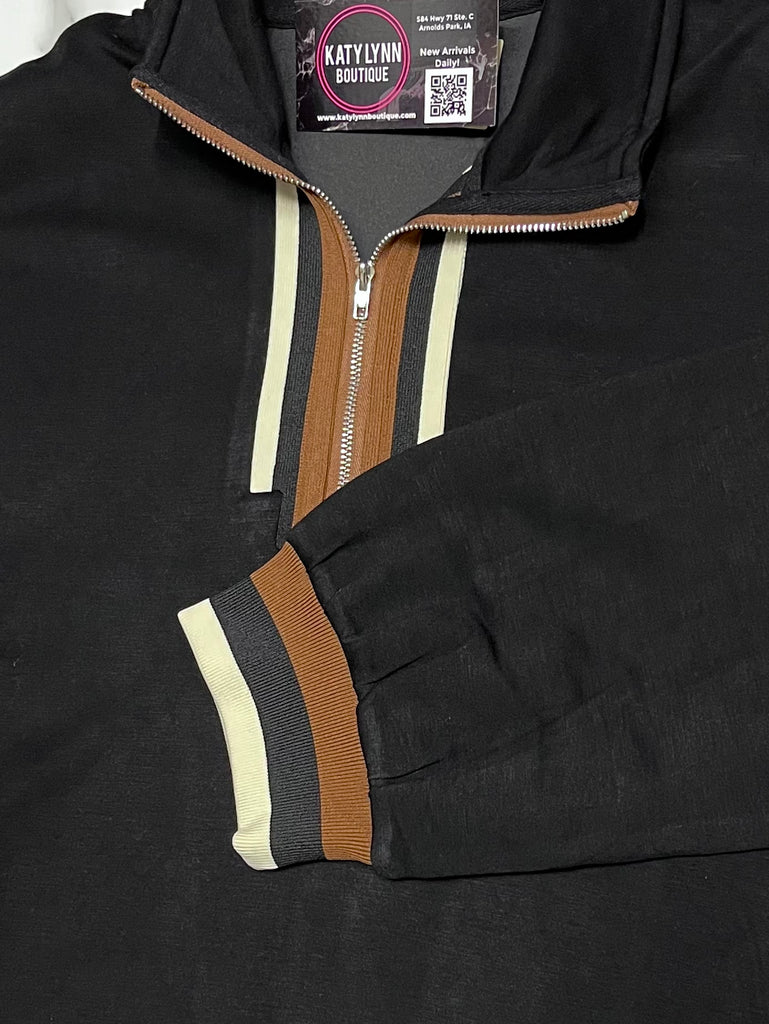 Trish Quarter Zip - Black