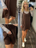 Overall Dress with Romper Lining - Brown
