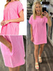 Lacee Mineral Wash T-Shirt Dress - Pink