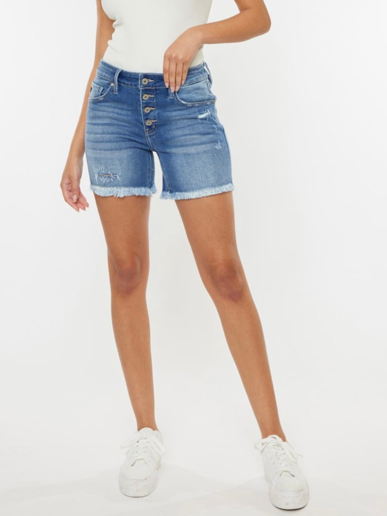 Mandie Mid-Rise Button Shorts