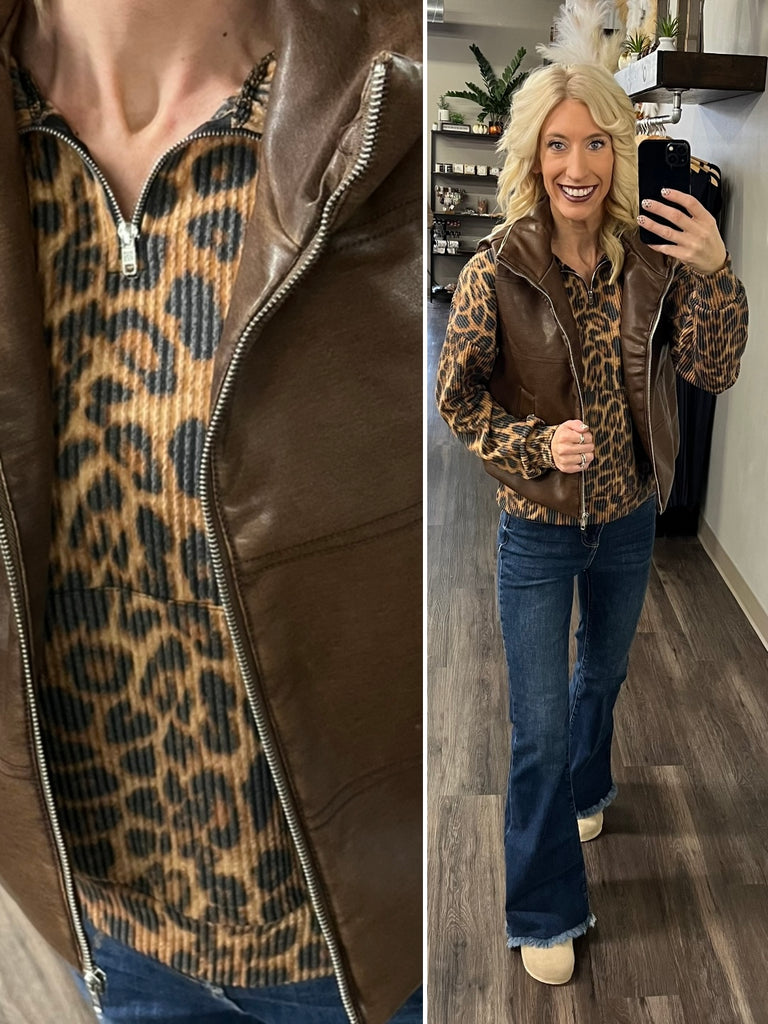 Callen Leopard Print 1/4 Zip
