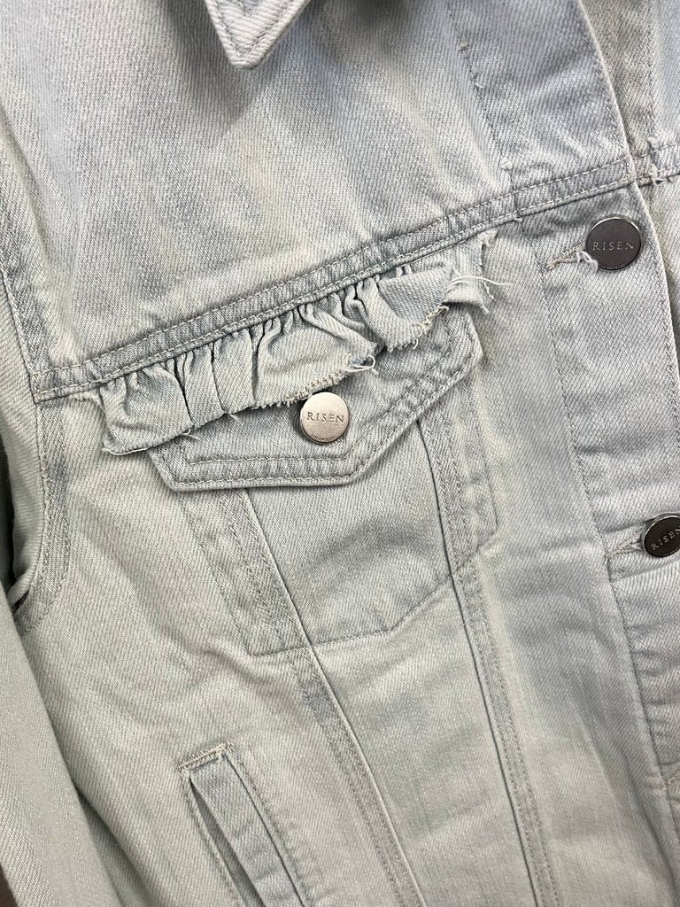 Nadia Ice Blue Ruffle Jean Jacket