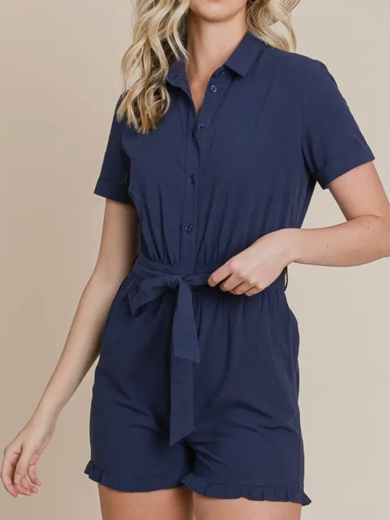 Lauren Tied Romper-Navy