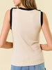 Lexi Contrast Tied Bow Tank - Black