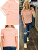 Cora Contrast Striped Tee - Coral