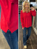 Georgine Center-Seam Sweater - Red