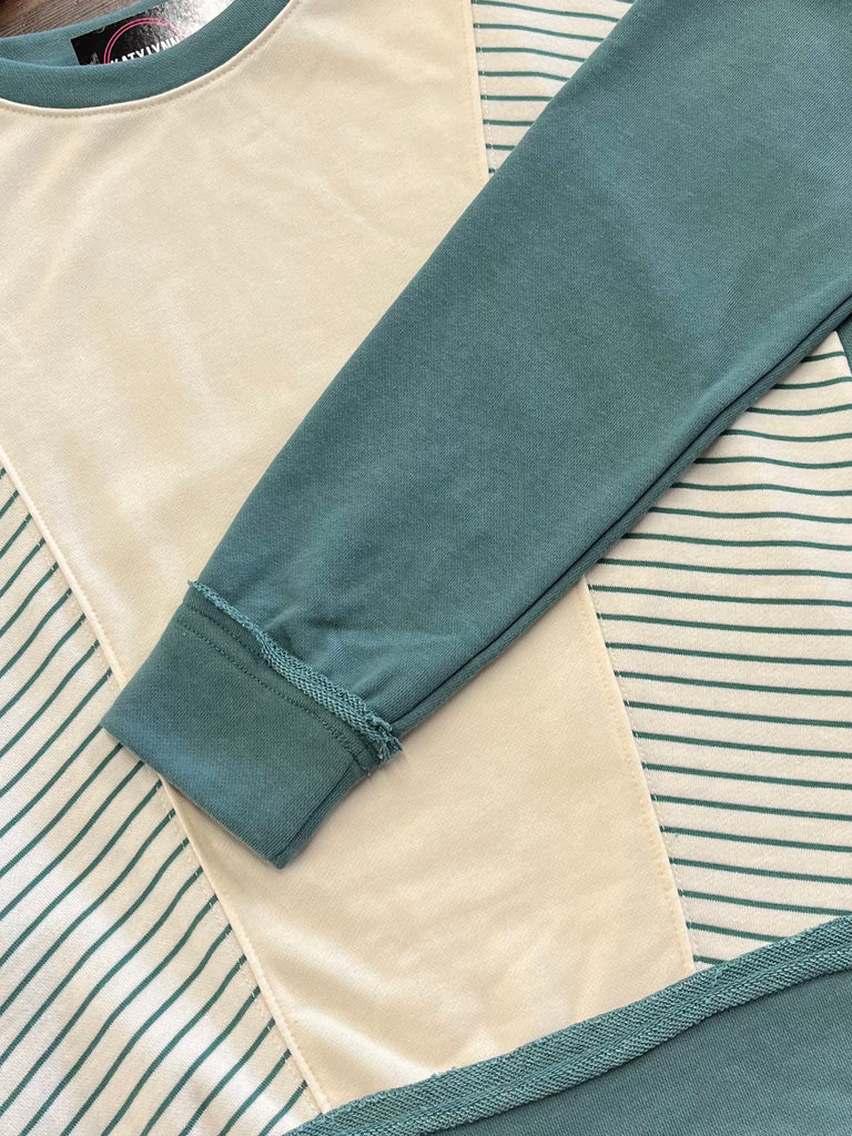 Hannah Color-Block Crewneck - Jade