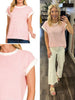 Penny Contrast Striped Loose Tee - Blush Pink
