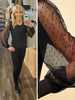 Sonya Mesh-Sleeve Blouse - Black