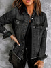 Natalie Charcoal Distressed Denim Jacket