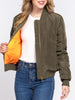 Terrin Gold-Zip Bomber Jacket -Olive - Slim fit