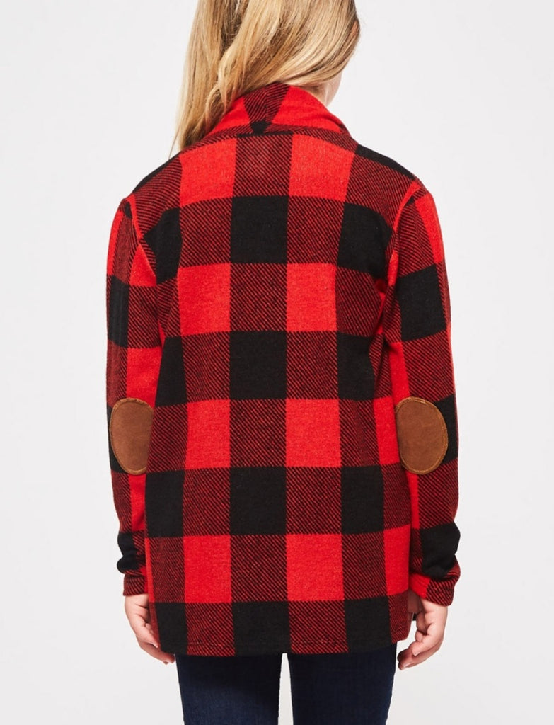 Nadine Red Buffalo Plaid Cardigan - KIDS