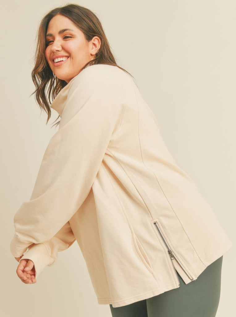 Kimber Mock Neck Pullover with side Zipper - PLUS
