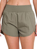 Sandra Windbreaker Smocked Running Shorts - Olive